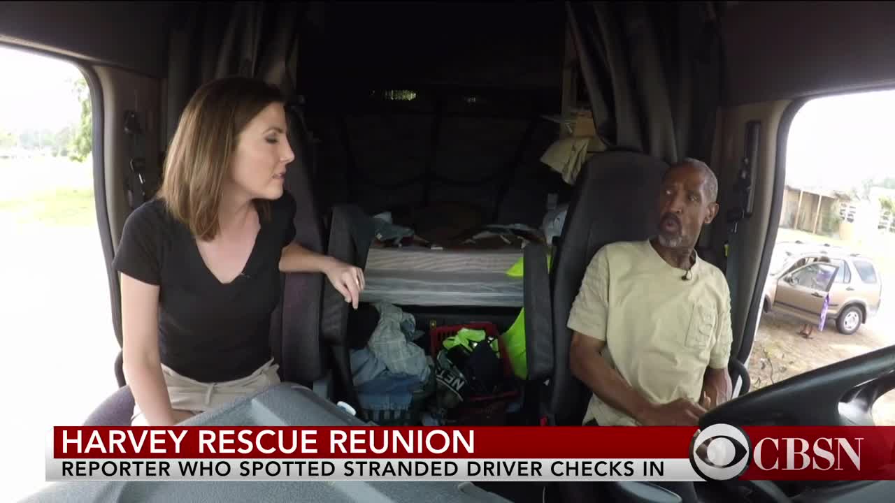 Hot CBS Reporter in Short Skirt Reunites With Truck Driver Who She Saved During Hurricane Harvey